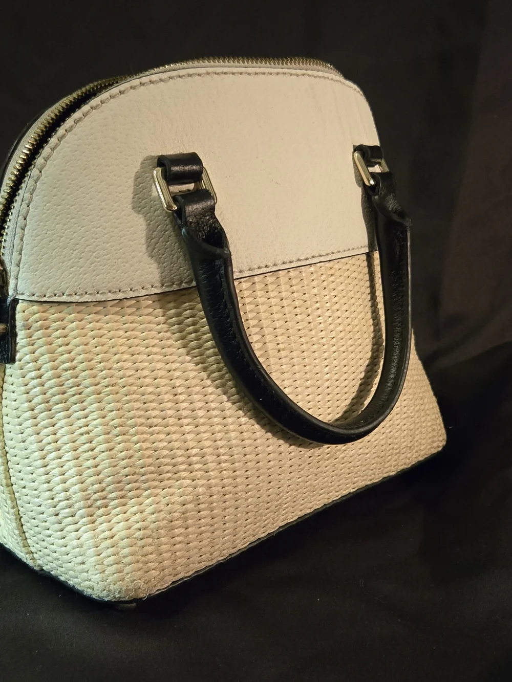 kate spade Cream Woven Dome Satchel